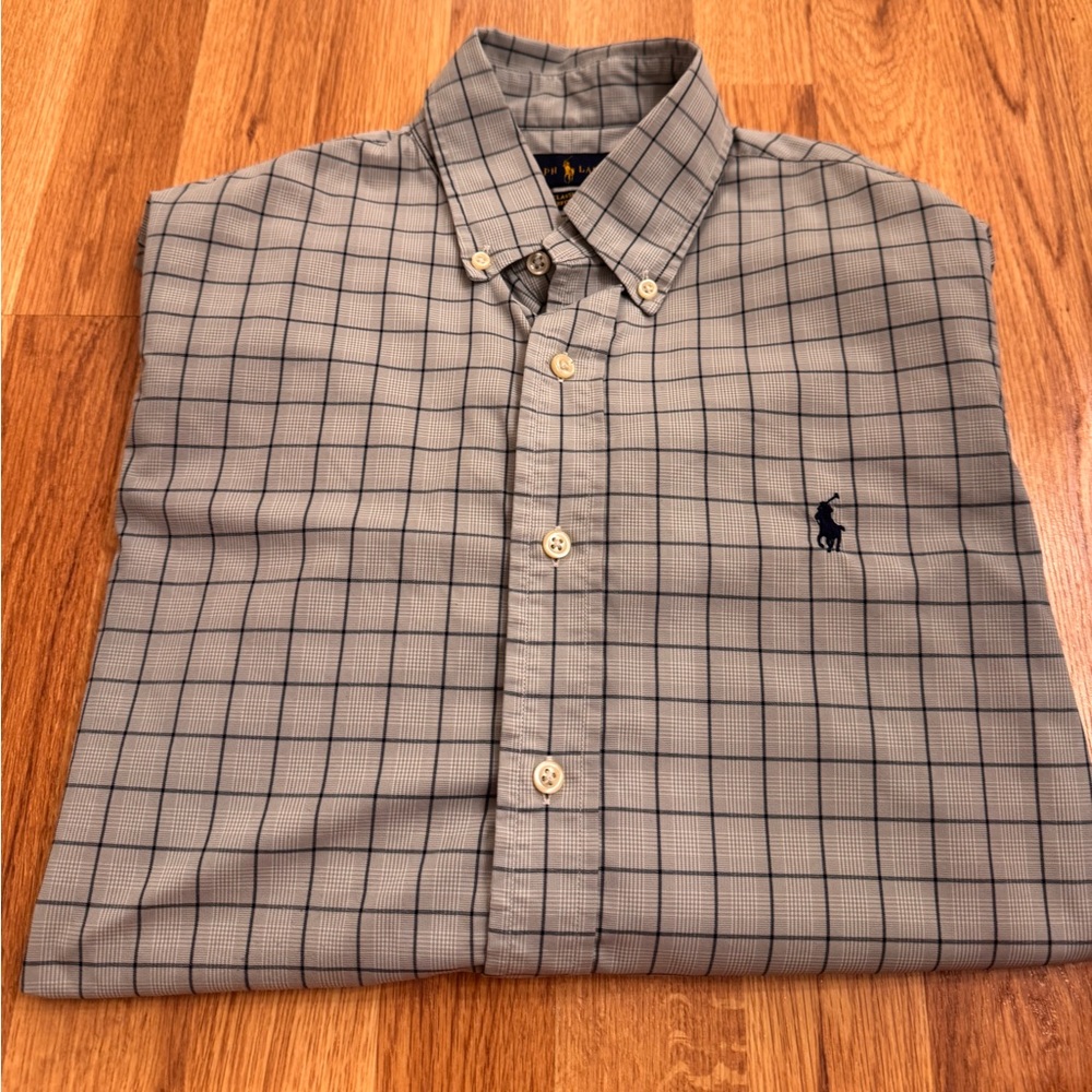 Ralph Lauren Blue and White Plaid Shirt
